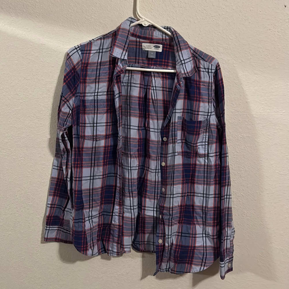 Purple and orange buttoned down shirt